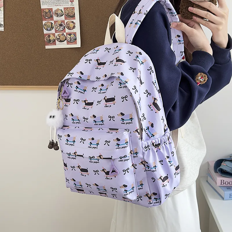 URBAN FOREST Nylon Backpack Women's White/Pink/Purple/Blue-17