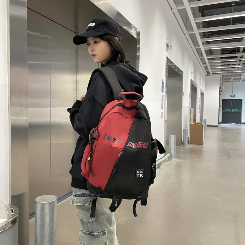URBAN FOREST Nylon Backpack Unisex White/Red/Green/Blue-9