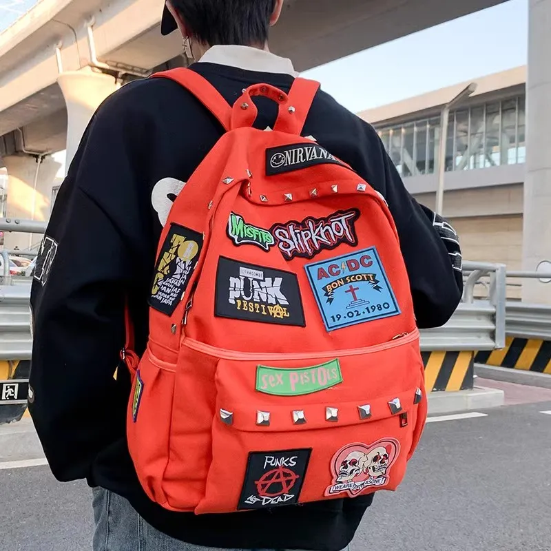 URBAN FOREST Canvas Backpack Unisex Orange/Black-4