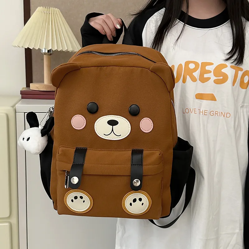 URBAN FOREST Nylon Backpack Women's White/Black/Brown-13
