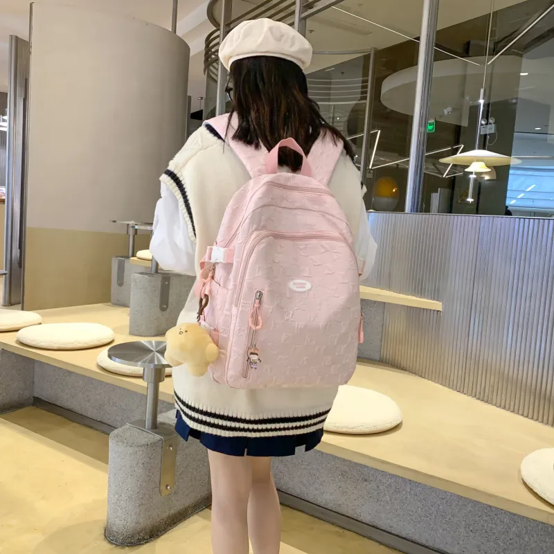URBAN FOREST Nylon Backpack Unisex Blue/Pink/Black/Khaki/White-9