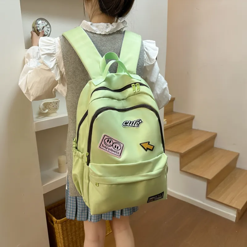 URBAN FOREST Nylon Backpack Unisex White/Black/Yellow/Green-19