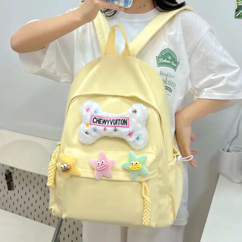 URBAN FOREST Composite Cloth Backpack Unisex Yellow/Pink/Black/Green/White-3