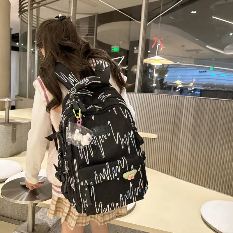 URBAN FOREST Nylon Backpack Regular Unisex Black/White/Yellow/Blue/Pink-2