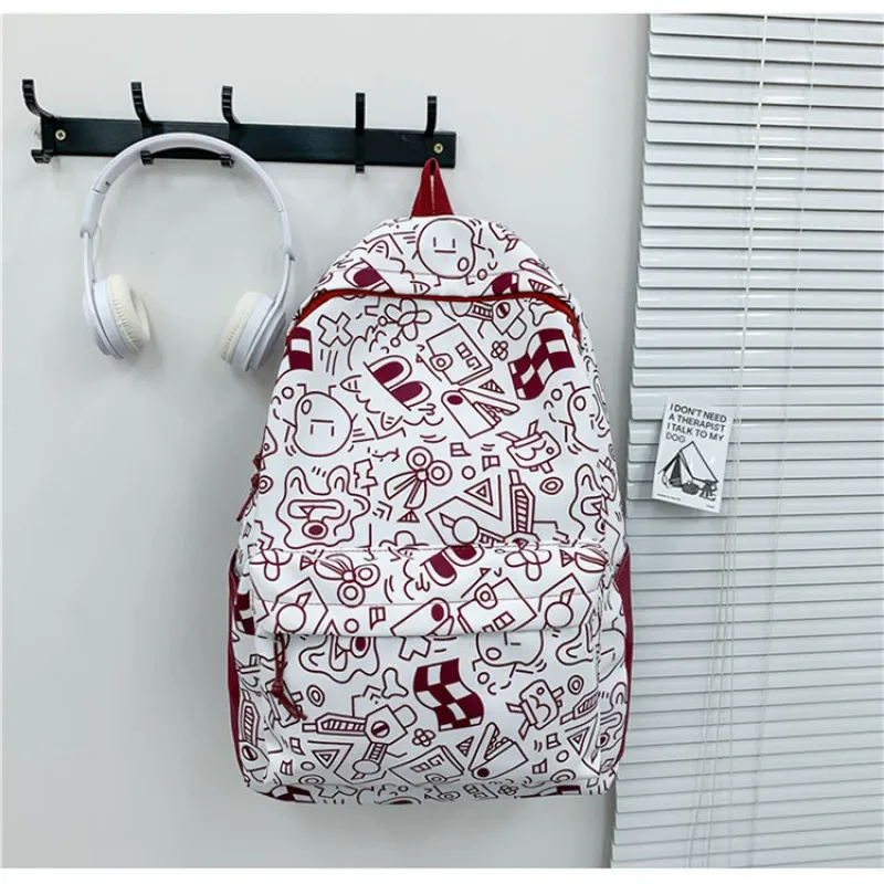 URBAN FOREST Nylon Backpack Unisex Red/Purple/Blue/Black-1