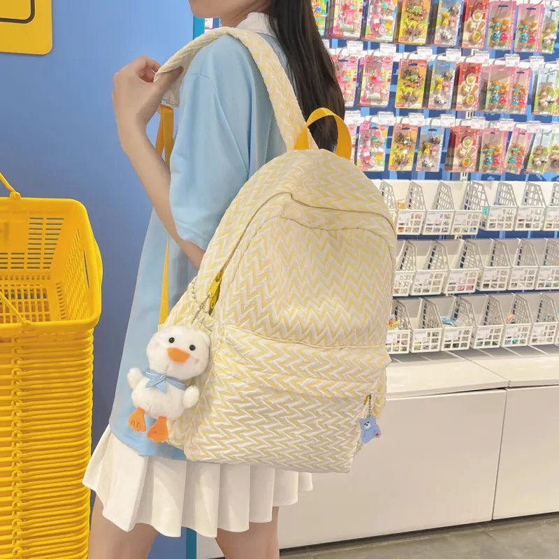 URBAN FOREST Nylon Backpack Unisex Yellow/Light Green/Light Blue/Pink/Silver-3