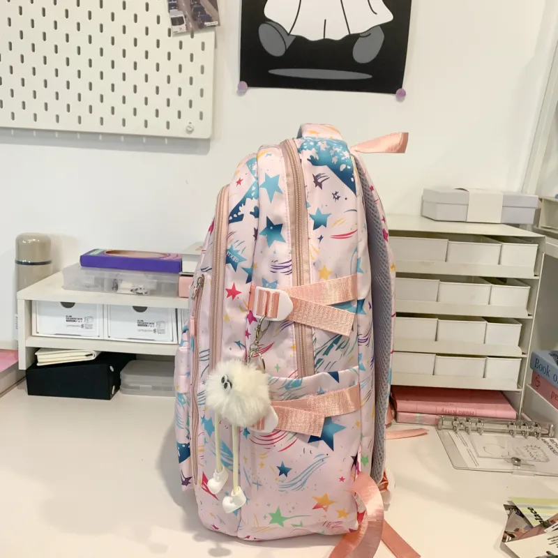 URBAN FOREST Nylon Backpack Women's Black/White/Purple/Pink-11