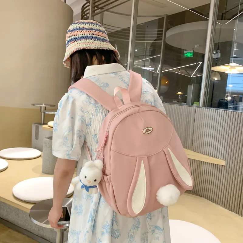 URBAN FOREST Nylon Backpack Unisex White/Black/Pink/Yellow/Blue-16