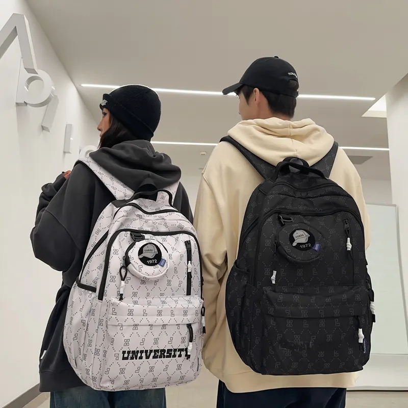 URBAN FOREST Nylon Backpack Unisex White/Gray/Black/Blue/Coffee-14