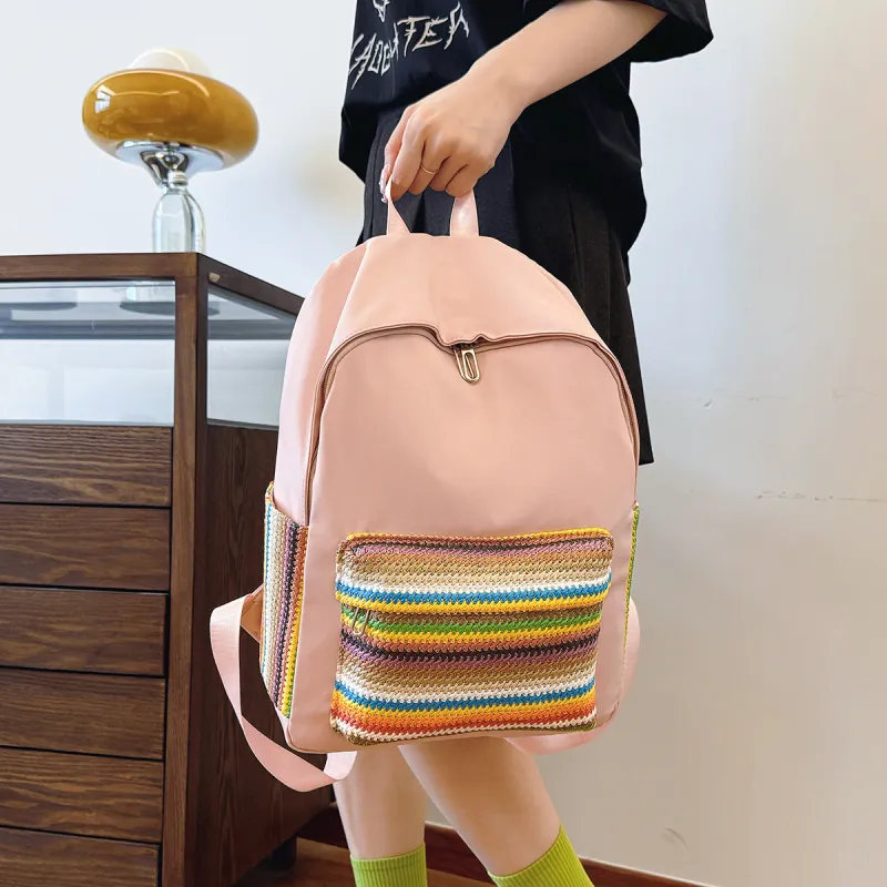 URBAN FOREST Oxford Backpack Regular Unisex Ecru/Black/Green/Pink-22