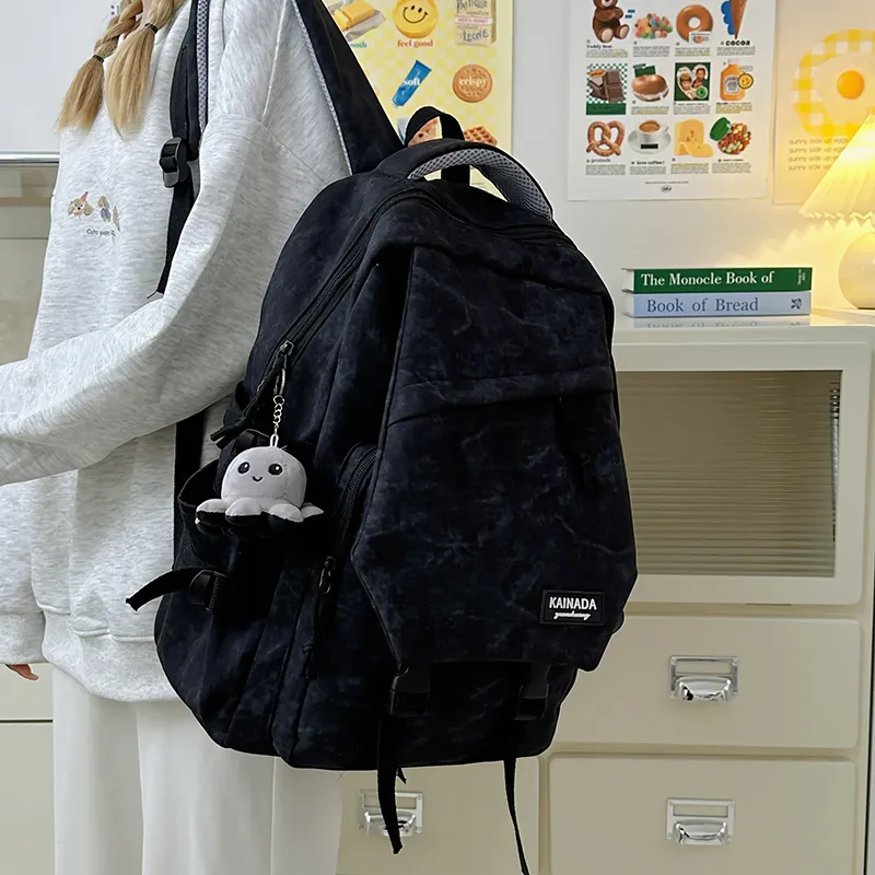 URBAN FOREST Nylon Backpack Unisex Ecru/Black/Burgundy/Green-11