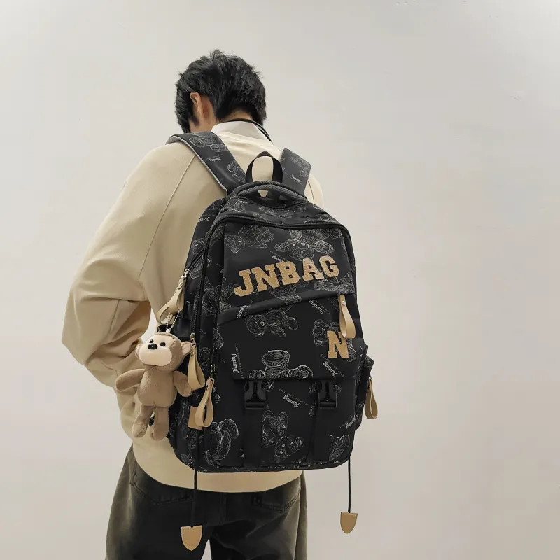 URBAN FOREST Nylon Backpack Regular Unisex White/Black/Burgundy/Green-6