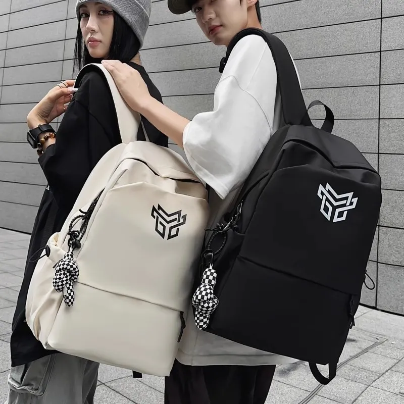 URBAN FOREST Nylon Backpack Unisex Black With White Logo/Black Logo/White/Gray/Blue-6