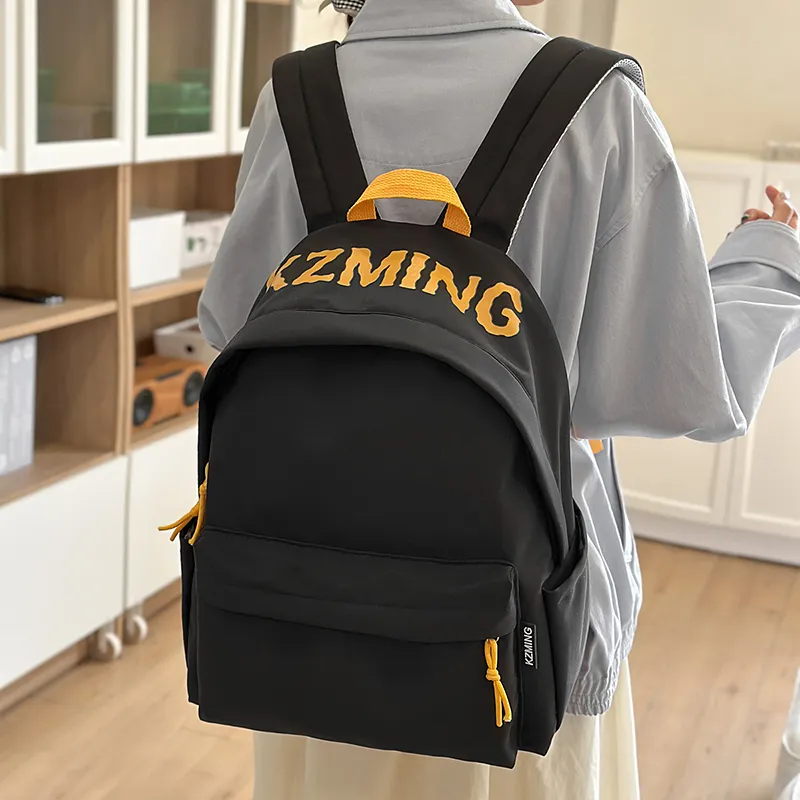 URBAN FOREST Nylon Backpack Unisex Black/Red/Yellow/Navy Blue-5