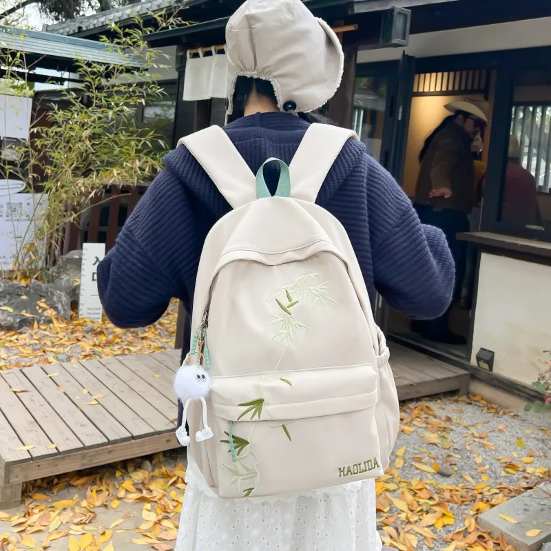 URBAN FOREST Nylon Backpack Unisex Black/White/Khaki-10