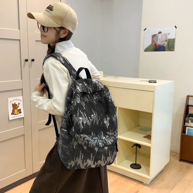 URBAN FOREST Denim Backpack Regular Unisex Black/Light Blue/Dark Blue-2