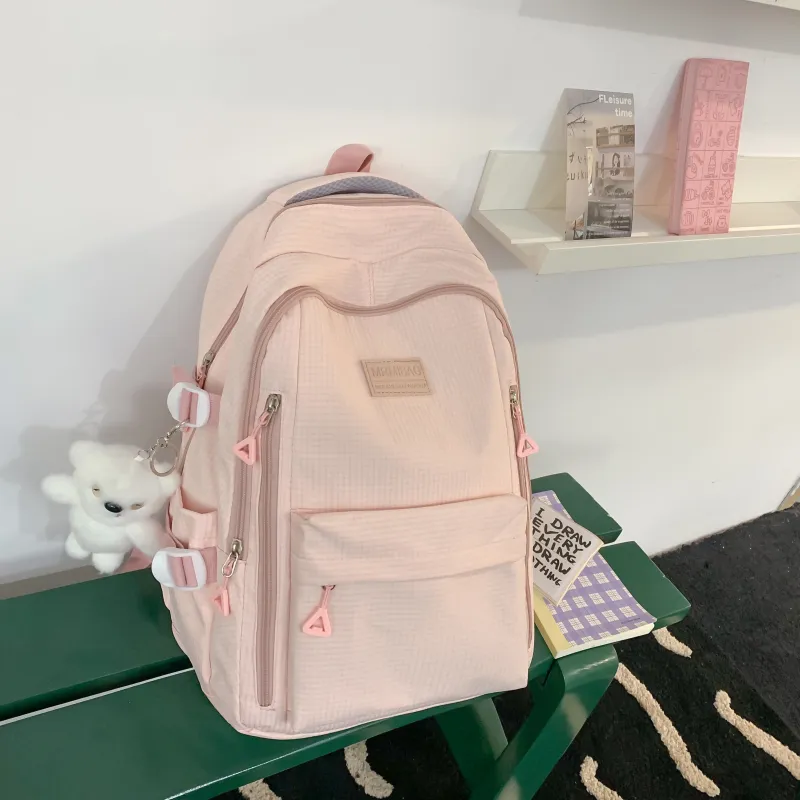 URBAN FOREST Nylon Backpack Unisex Ecru/Black/Pink/Light Purple/Yellow/Light Blue-11