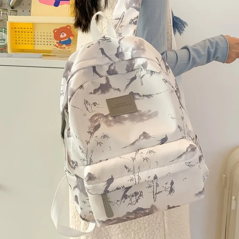 URBAN FOREST Composite Cloth Backpack Unisex Gray/Pink/Red/Green-1