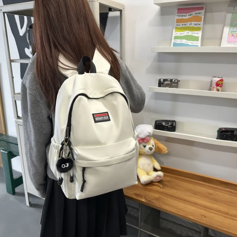 URBAN FOREST Nylon Backpack Unisex White/Gray/Black/Green/Blue/Pink-1