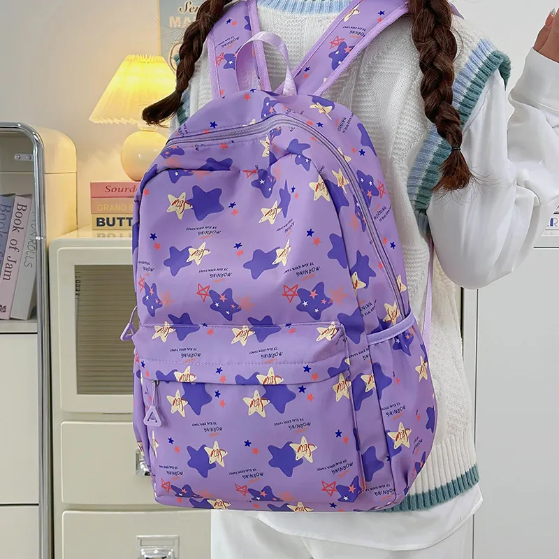 URBAN FOREST Nylon Backpack Unisex Purple/Khaki/Blue/Pink-4