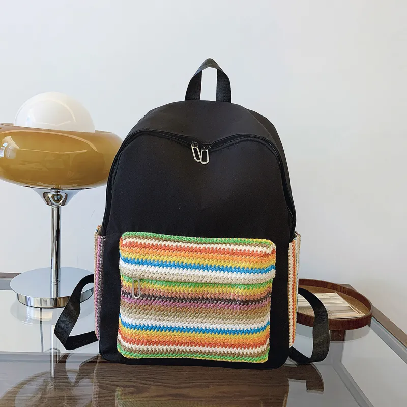 URBAN FOREST Oxford Backpack Regular Unisex Ecru/Black/Green/Pink-11