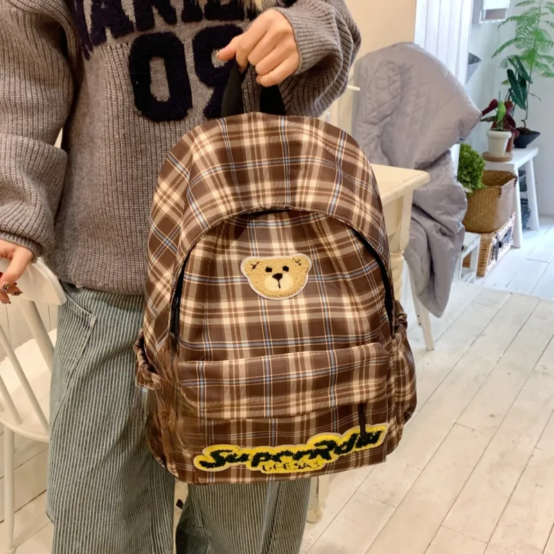 URBAN FOREST Nylon Backpack Unisex Red/Brown/Coffee-7