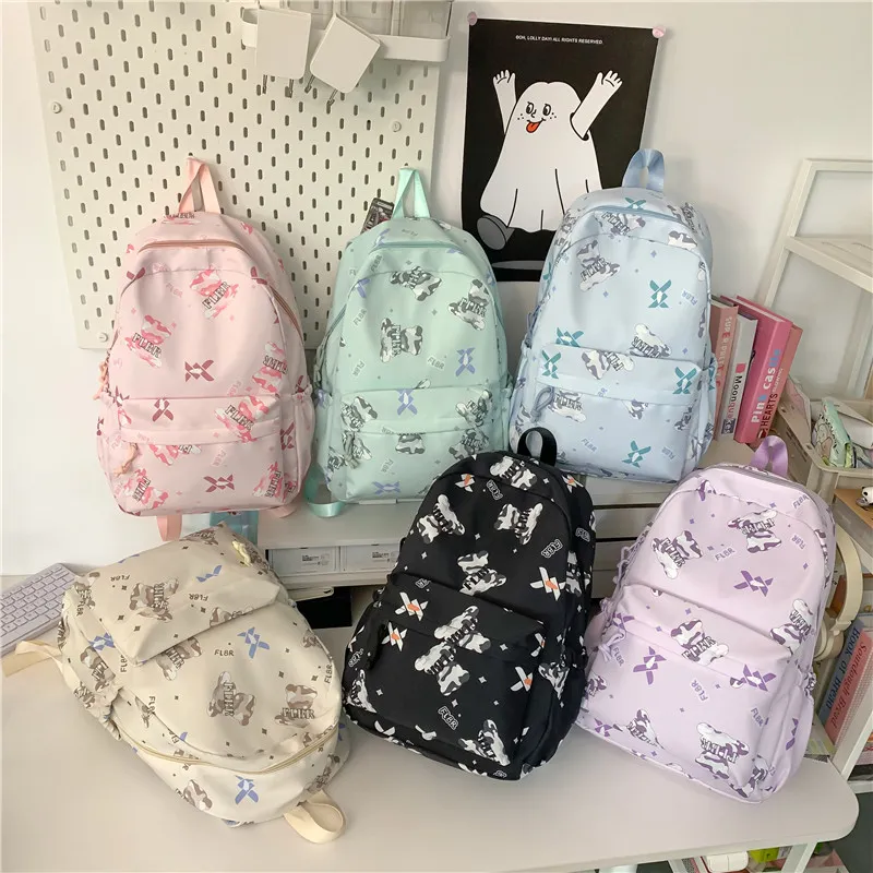URBAN FOREST Nylon Backpack Unisex White/Color/Black Purple/Green/Lazy/Cover-28