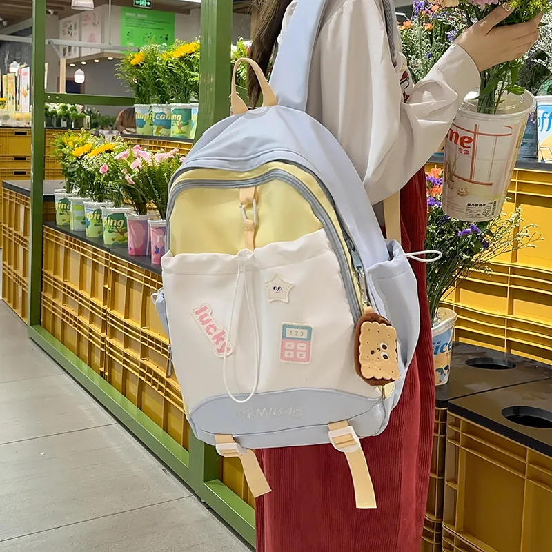 URBAN FOREST Nylon Backpack Regular Women's Black/Pink/Yellow/Light Green-11