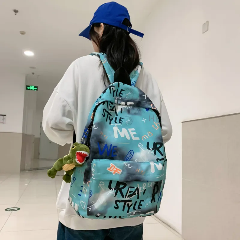 URBAN FOREST Nylon Backpack Unisex Blue/Green/Gray/White-8