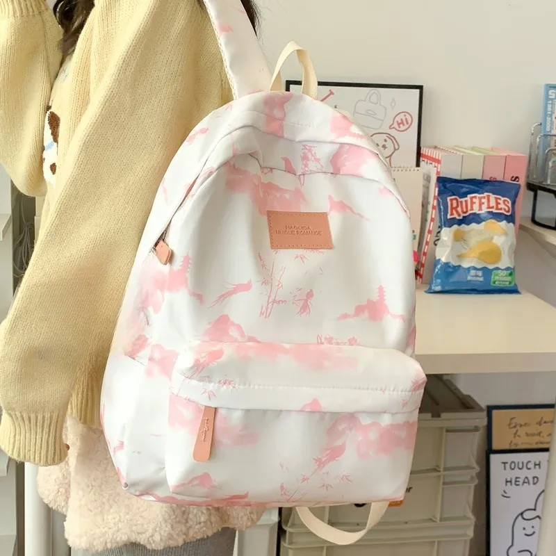 URBAN FOREST Composite Cloth Backpack Unisex Gray/Pink/Red/Green-8