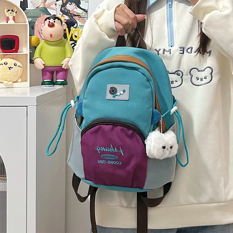 URBAN FOREST Nylon Backpack Large Size Unisex Blue/Pink/Black/White-5