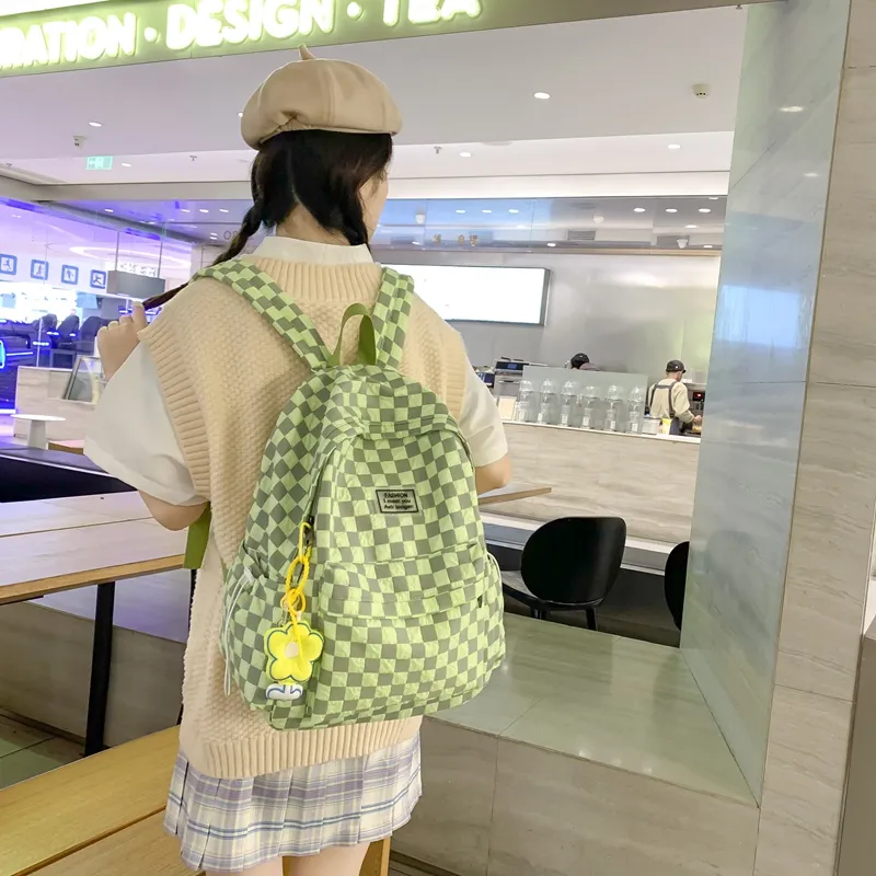 URBAN FOREST Nylon Backpack Unisex White/Black/Green/Blue-16