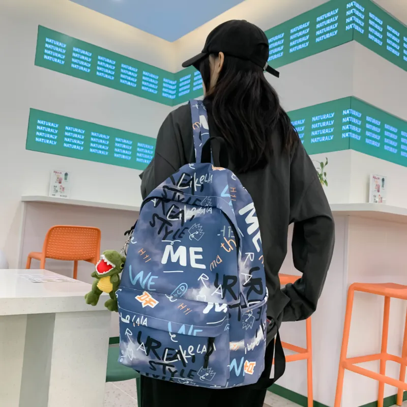 URBAN FOREST Nylon Backpack Unisex Blue/Green/Gray/White-4