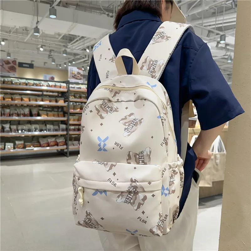 URBAN FOREST Nylon Backpack Unisex White/Color/Black Purple/Green/Lazy/Cover-4