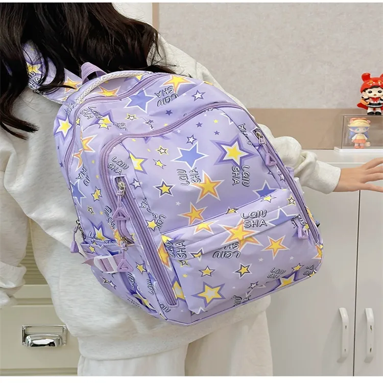 URBAN FOREST Polyester Backpack Unisex Purple/White/Black/Green/Blue/Pink-6