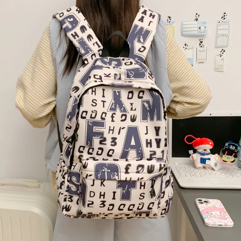 URBAN FOREST Composite Cloth Backpack Unisex Gray White/Ecru Black-13