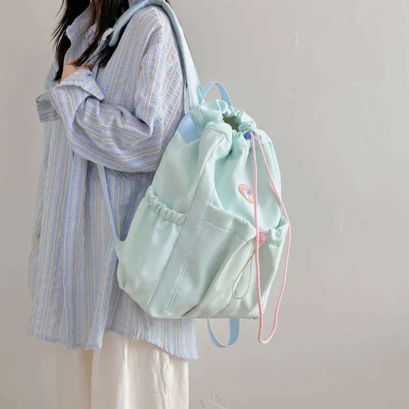 URBAN FOREST Nylon Backpack Unisex Ecru/Black/Yellow/Light Green/Pink-15