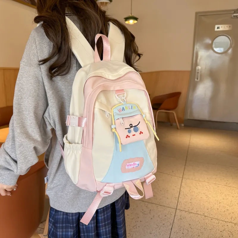 URBAN FOREST Nylon Backpack Women's Blue/Green/Pink/Black-13
