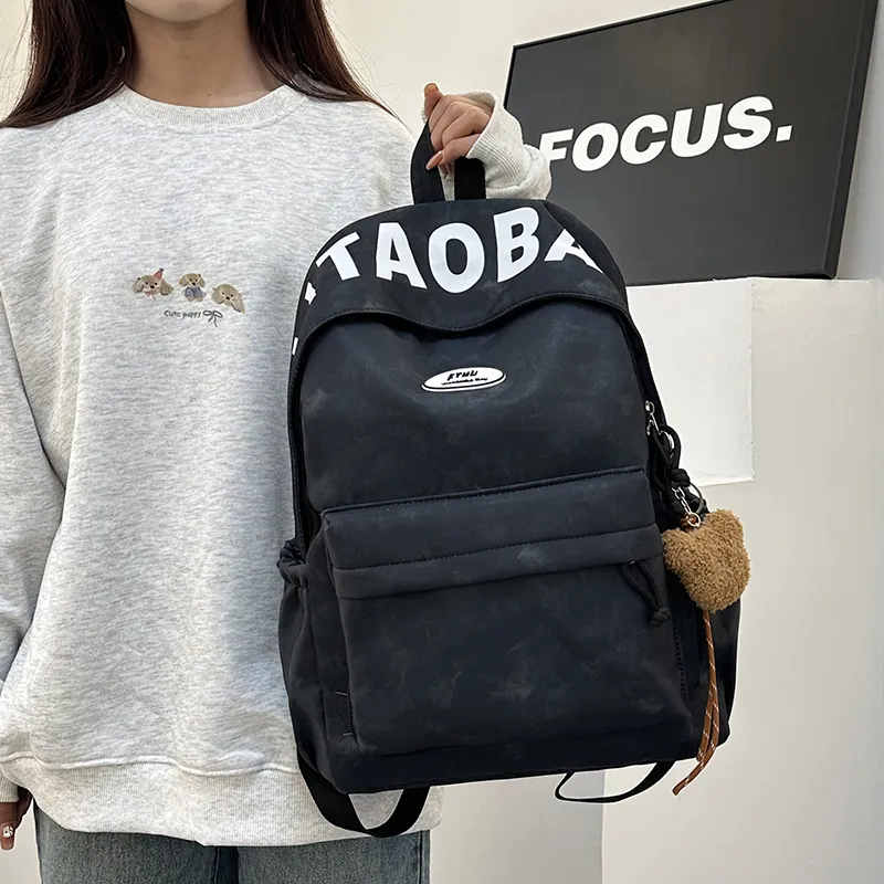 URBAN FOREST Nylon Backpack Unisex White/Black/Burgundy/Green-6