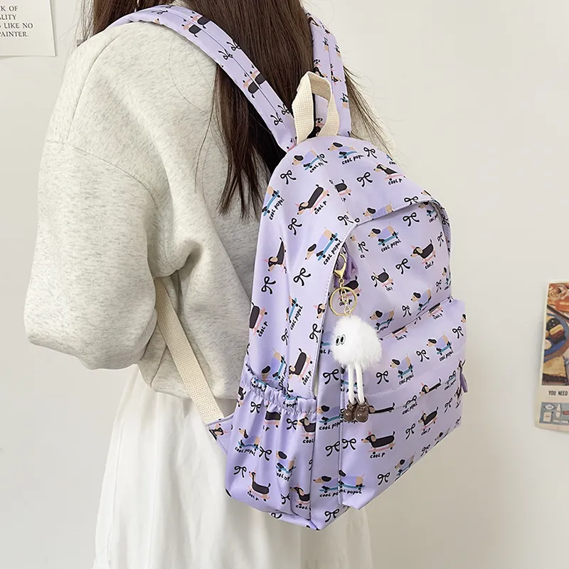 URBAN FOREST Nylon Backpack Women's White/Pink/Purple/Blue-16