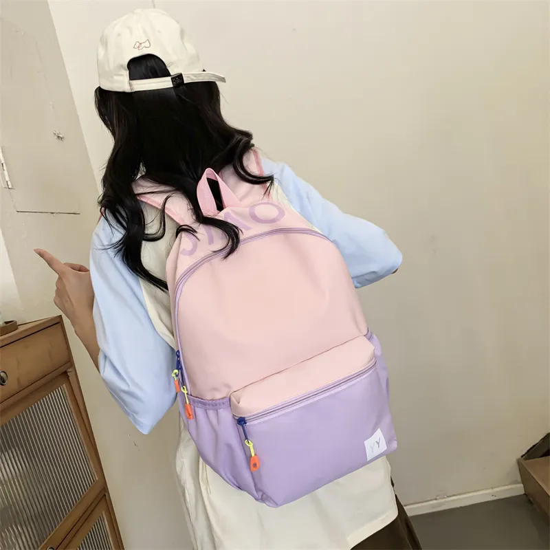 URBAN FOREST Nylon Backpack Unisex Pink & Purple/Pink & Green/Green & Yellow/Blue & Yellow-2