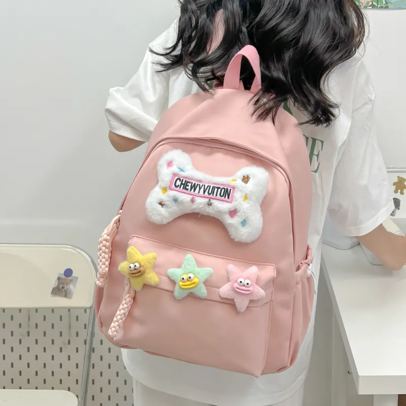 URBAN FOREST Composite Cloth Backpack Unisex Yellow/Pink/Black/Green/White-10