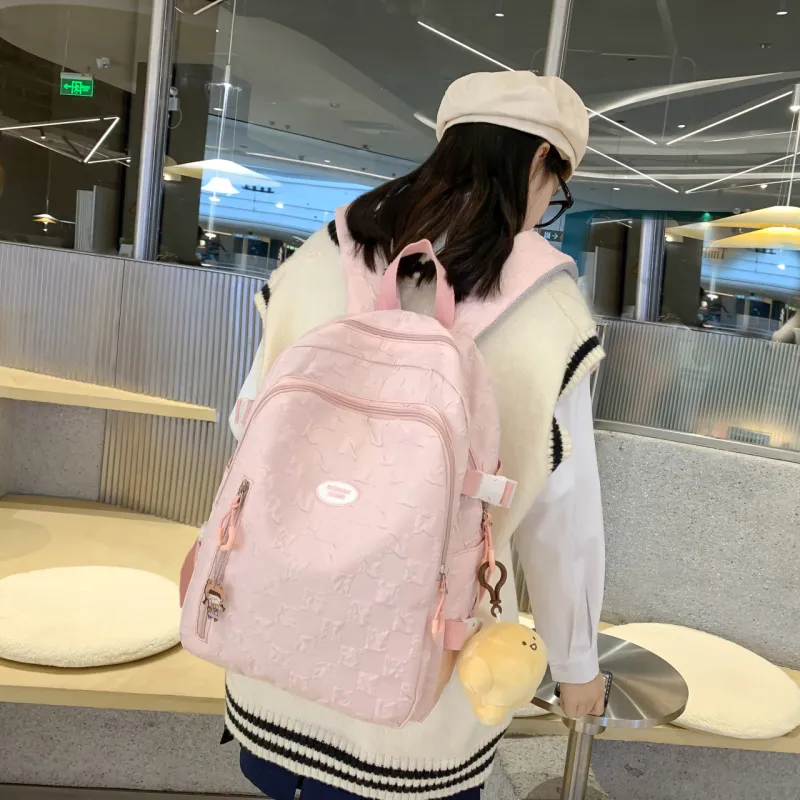 URBAN FOREST Nylon Backpack Unisex Blue/Pink/Black/Khaki/White-11