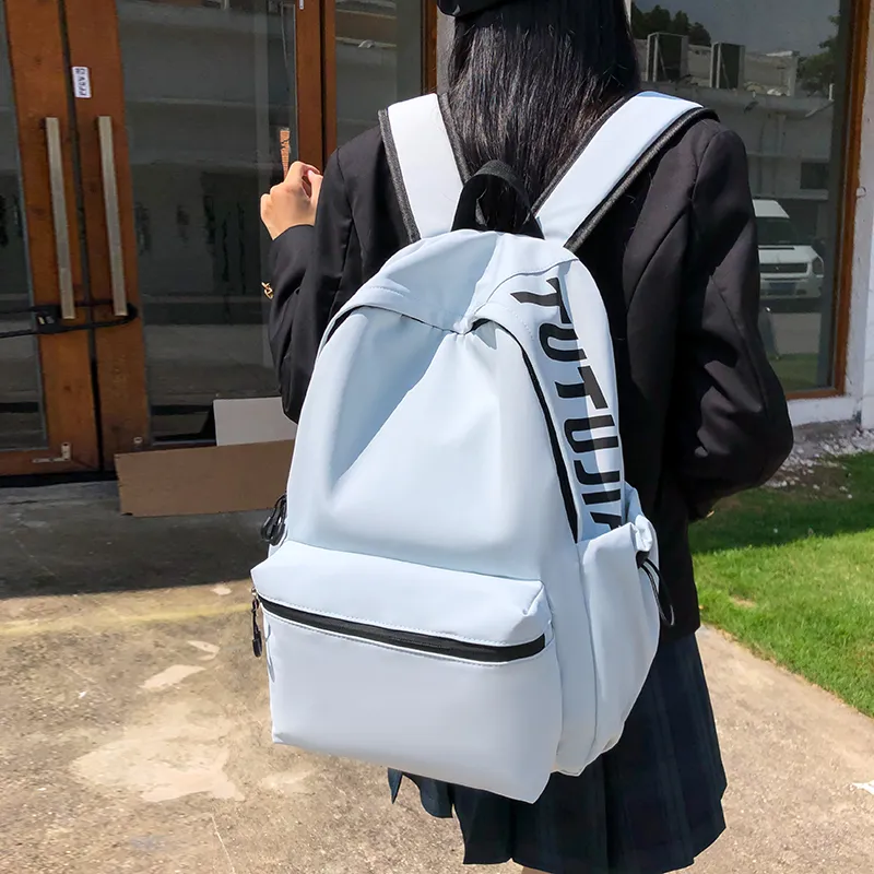 URBAN FOREST Nylon Backpack Unisex White/Black/Blue/Pink-15