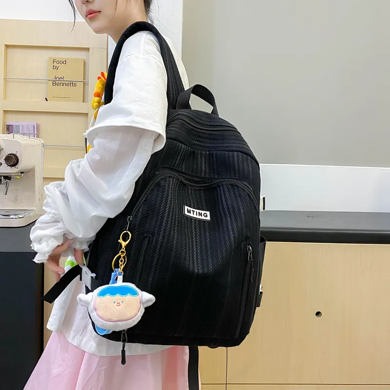 URBAN FOREST Nylon Backpack Unisex Pink/Green/Yellow/Black/White-22