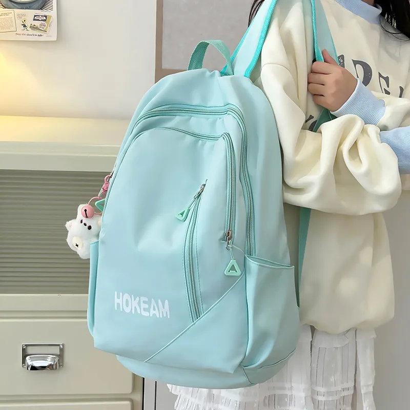 URBAN FOREST Nylon Backpack Unisex Light Green/Pink/Yellow/Black/White-3