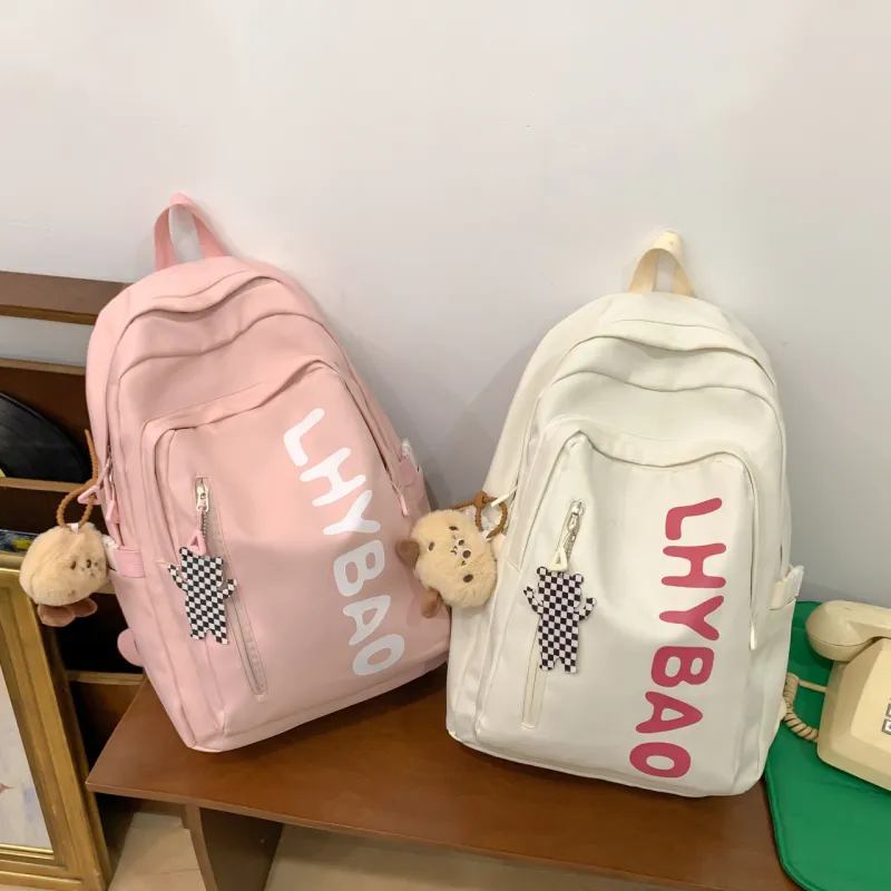 URBAN FOREST Nylon Backpack Women's White/Black/Yellow/Blue/Pink-20