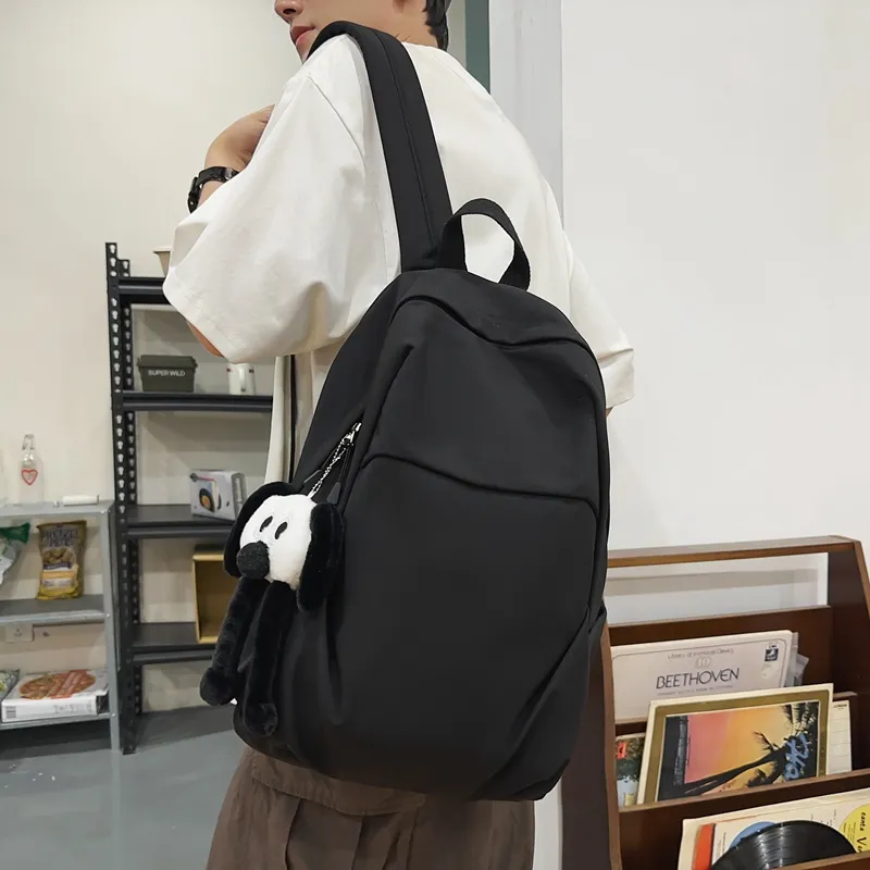 URBAN FOREST Nylon Backpack Unisex White/Gray/Black/Khaki/Green-8