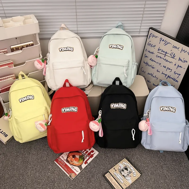 URBAN FOREST Nylon Backpack Unisex Red/Light Yellow/Green/Blue/White/Black-19