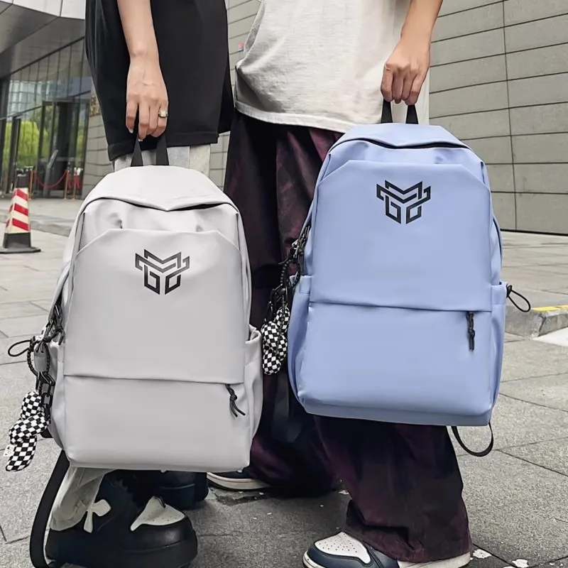 URBAN FOREST Nylon Backpack Unisex Black With White Logo/Black Logo/White/Gray/Blue-10
